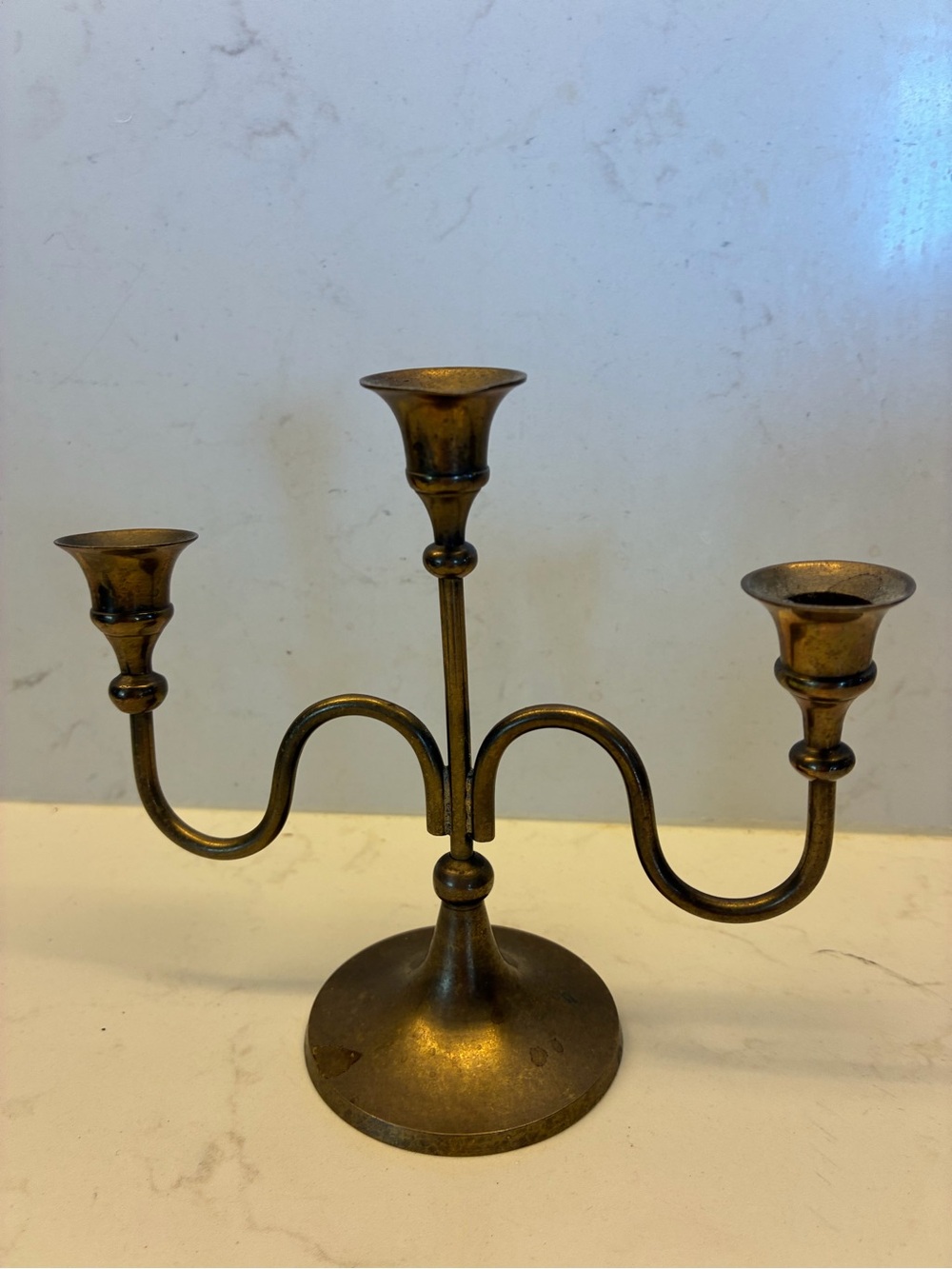 Vintage brass 3-Arm Candelabra Candle Holder 5 x 6 in